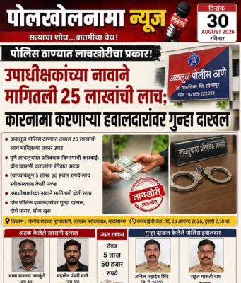 पोलीस ठाण्यात लाचखोरीचा प्रकार! उपाधीक्षकांच्या नावाने मागितली २५ लाखांची लाच; कारनामा करणाऱ्या हवालदारांवर गुन्हा दाखल.