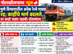 पुणे विभागातील रेल्वे वाहतुकीवर मेगा ब्लॉकचा परिणाम; अनेक गाड्या रद्द, काहींचे मार्ग बदलले.