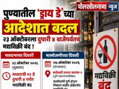 पुण्यातील ‘ड्राय डे’च्या आदेशात मोठा बदल; २३ ऑक्टोबरला दुपारी ४ वाजेपर्यंतच मद्यविक्री बंद!