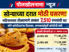 सोन्याच्या दरात मोठी घसरण! महिनाभरात तोळ्यामागे तब्बल ७,५१० रुपयांची घट; सोने खरेदीदारांना दिलासा.